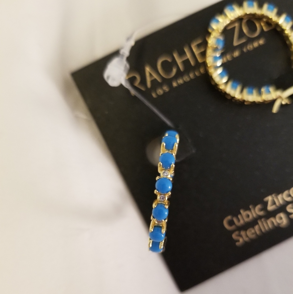 Rachel Zoe Cubic Zirconia Gaux Gold Hoop Earrings - Picture 2 of 2